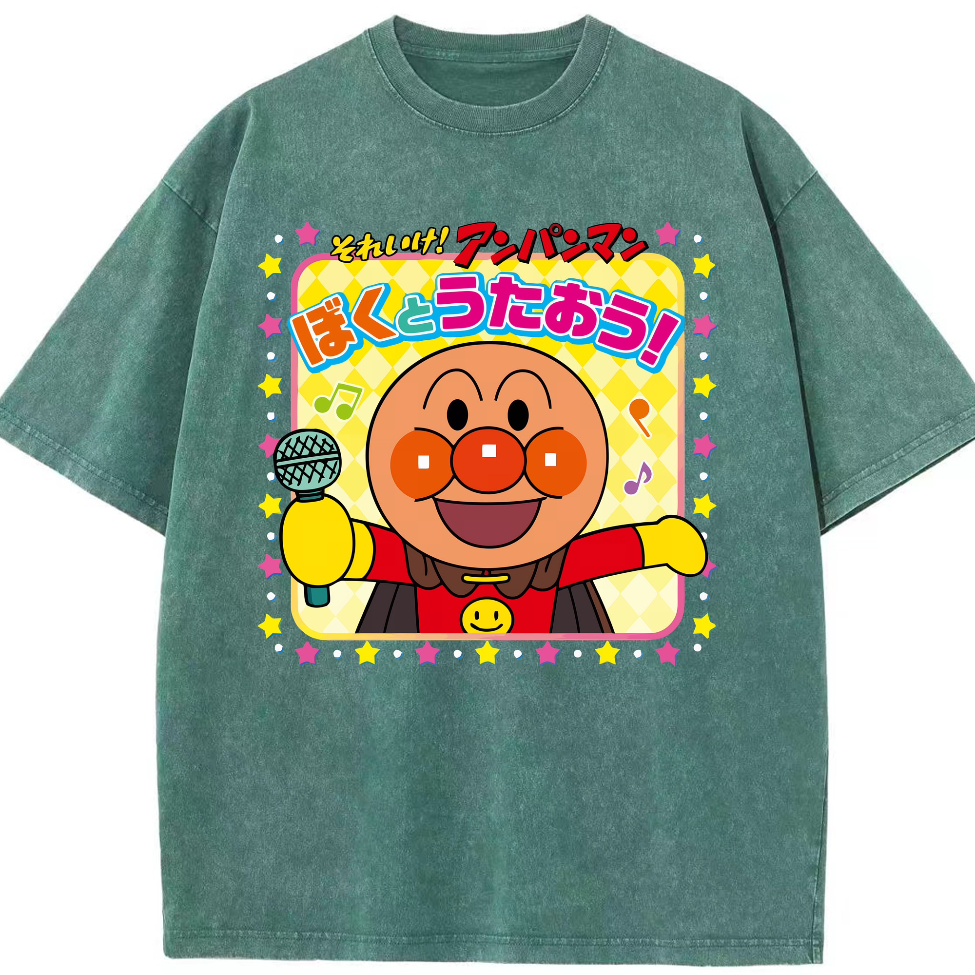 （画像用） アンパンマン Anpanman 綿100% ヴィンテージ風 半袖Tシャツ（フロントプリント）